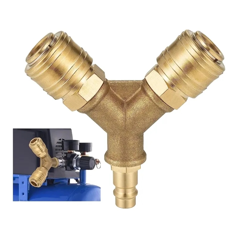 Compression Fitting Brass - Verbesserter Druckluftverteiler 2-Wege mit 2 Kupplungen