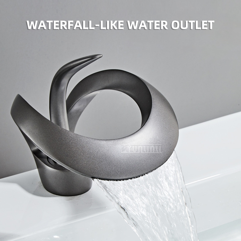 Basin Mixer Cartridge - Einloch-Mischbatterie mit Keramikkartusche für Waschtische, Wasserfall-Badezimmer-Waschbeckenarmatur,