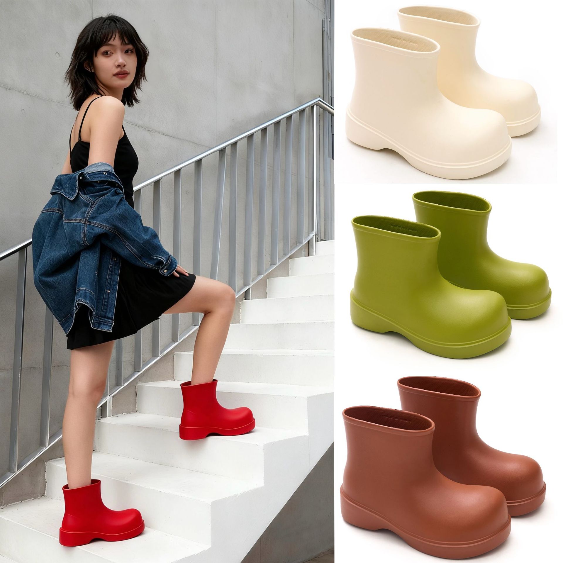 Pipe Bending Spring - Koreanische Regenstiefel 2025, Damen-Kurzrohr-EVA-wasserdichte Schuhe, modische,