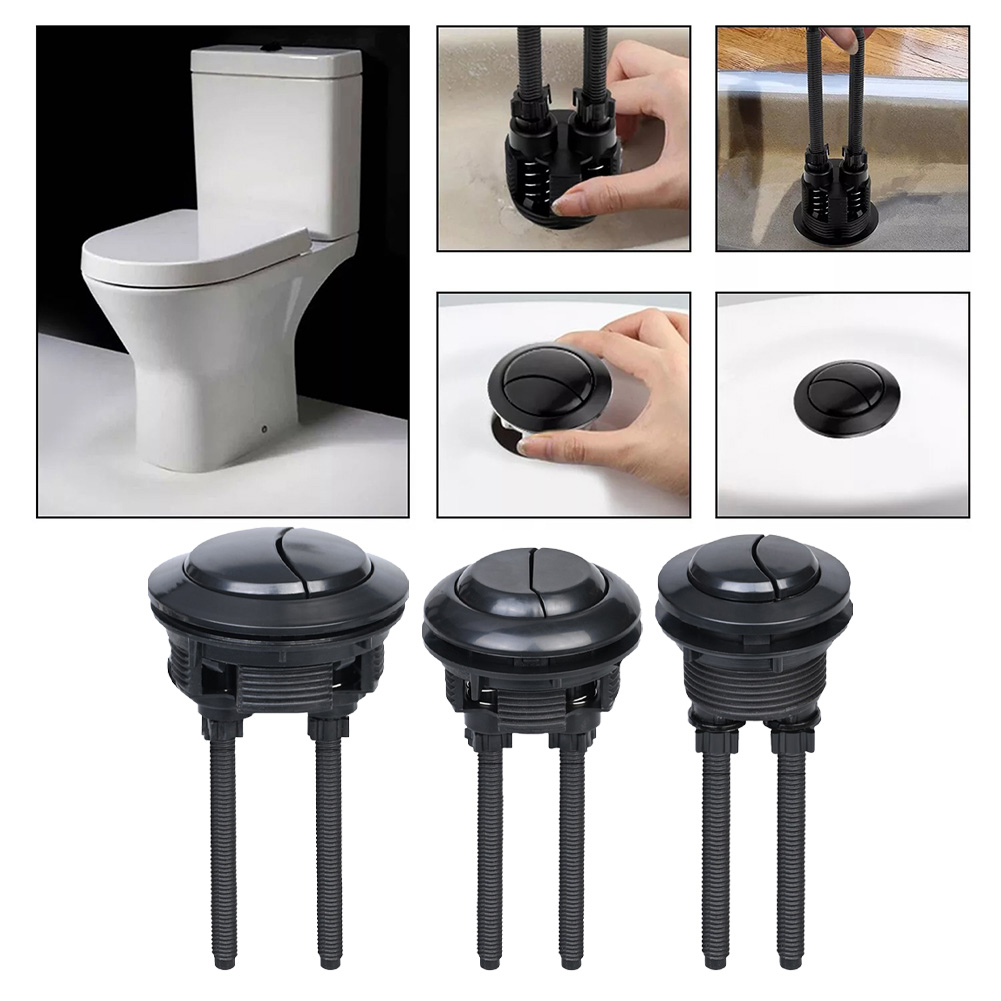 Toilet Fill Valve - Schwarzer Toilettenspülknopf, 38 mm, Dual-Flush-Toilettenwassertankventil, runder