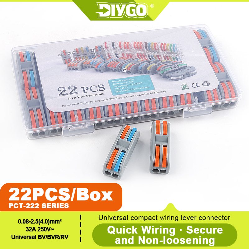 Push Fit Connector - DIY GO 22-teiliges Set Hebelkabelverbinder Push-in