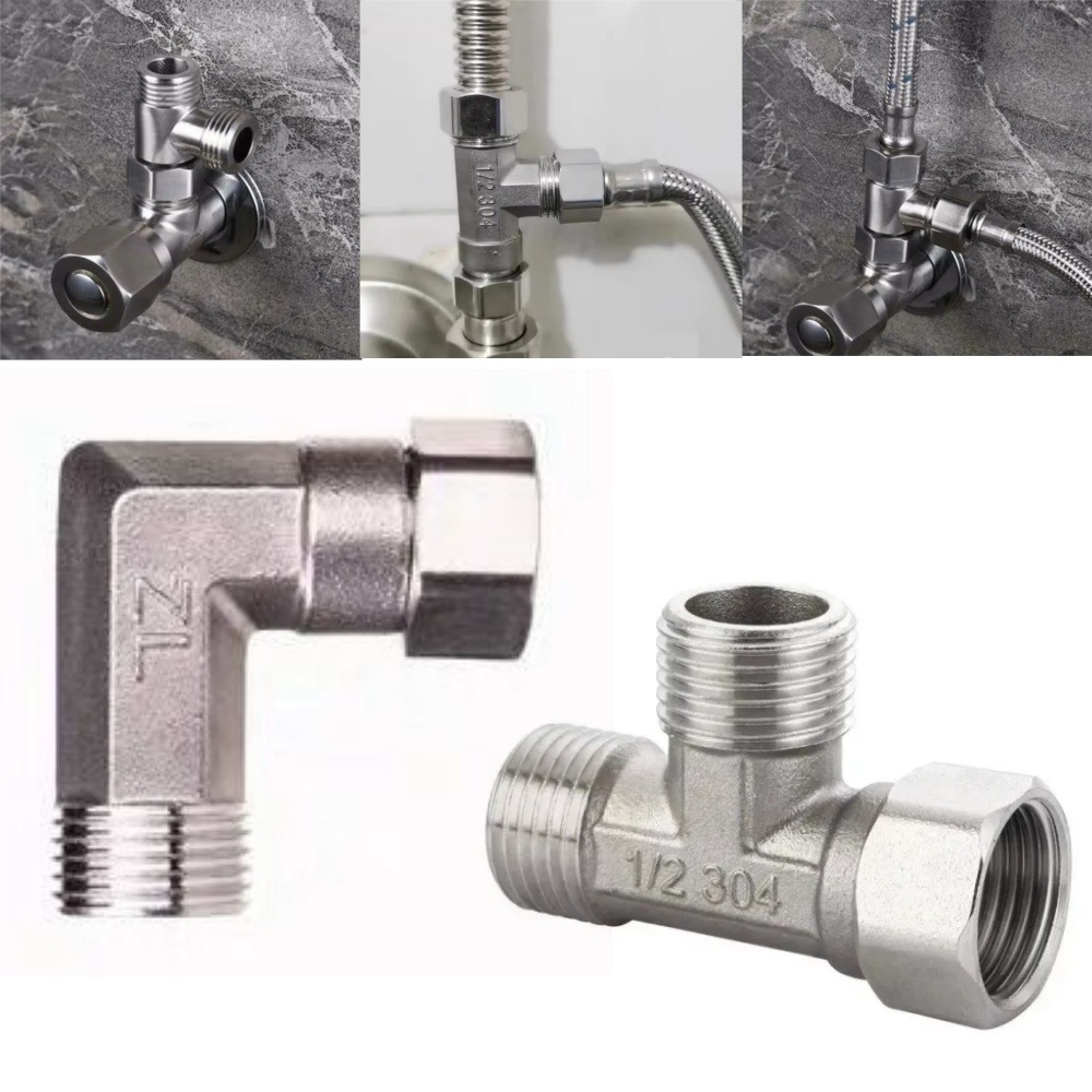Shower Valve Cartridge - G1/2 Zoll Edelstahl T-Adapter für Badezimmer-Duschventil,