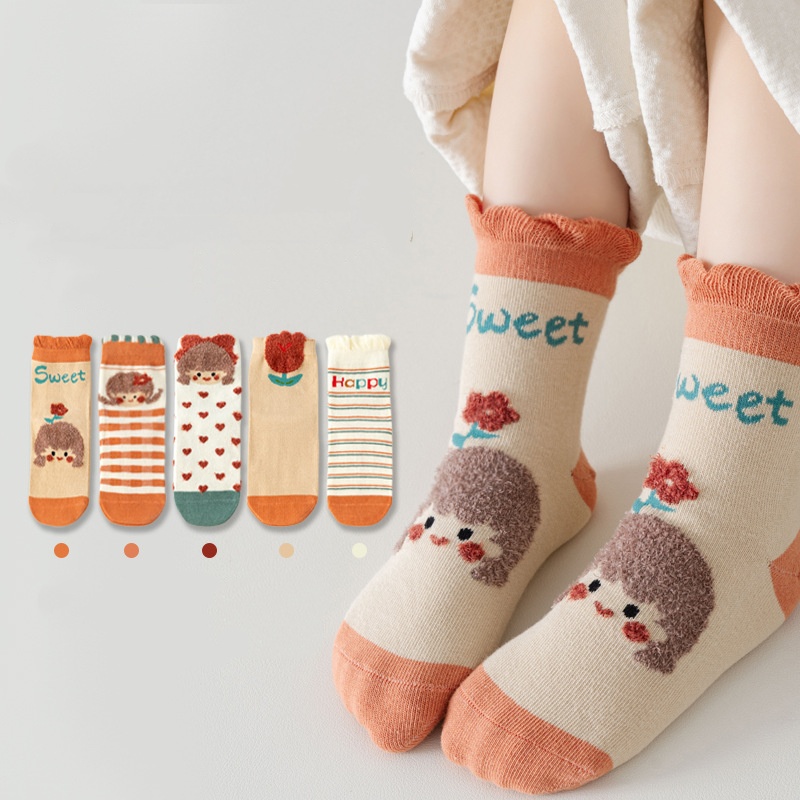 Pipe Bending Spring - 5 Paar Kindersocken für Mädchen, schöne,