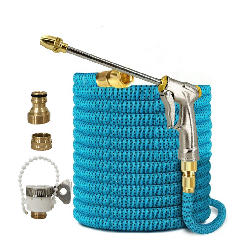 Flexible Hose Braided - Erweiterbarer Gartenschlauch, lange Metall-Wasserpistole, multifunktional, Wasserhahnadapter,
